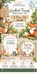 Woodland Friends birthday 2-piece editable celebration kit