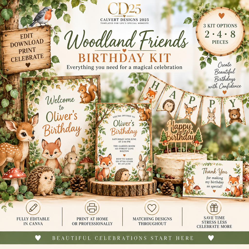 Woodland Friends Birthday Celebration Kit — 2-Piece